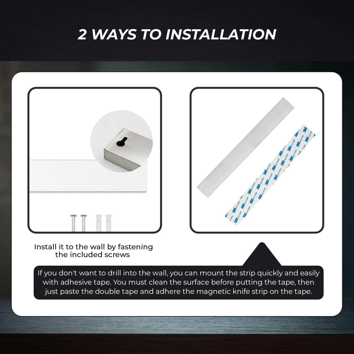 Wall-Mounted Dual Installation Knife Strip