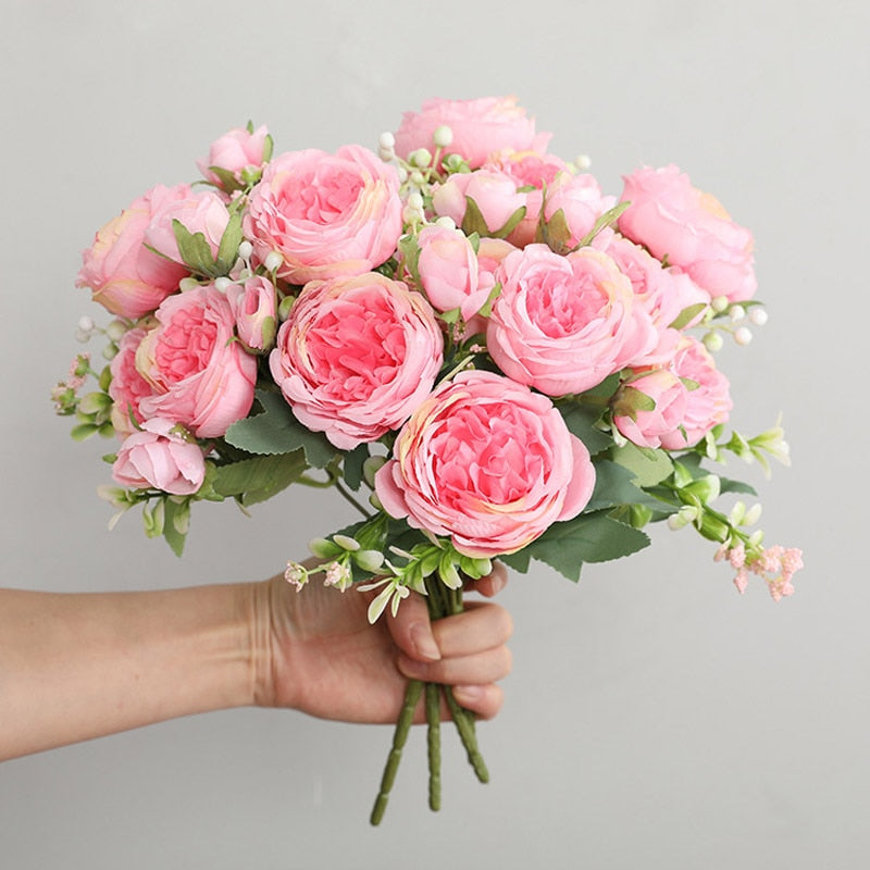 Peony Artificial Flower Pink Silk Bouquet