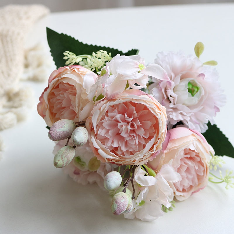 Peony Artificial Flower Pink Silk Bouquet