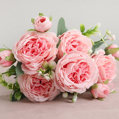 Peony Artificial Flower Pink Silk Bouquet