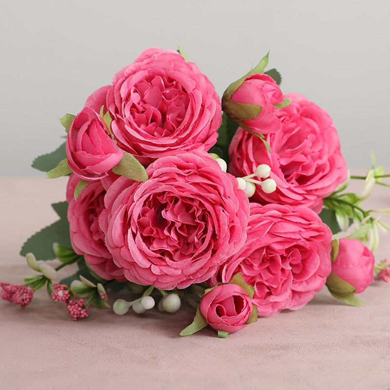 Peony Artificial Flower Pink Silk Bouquet