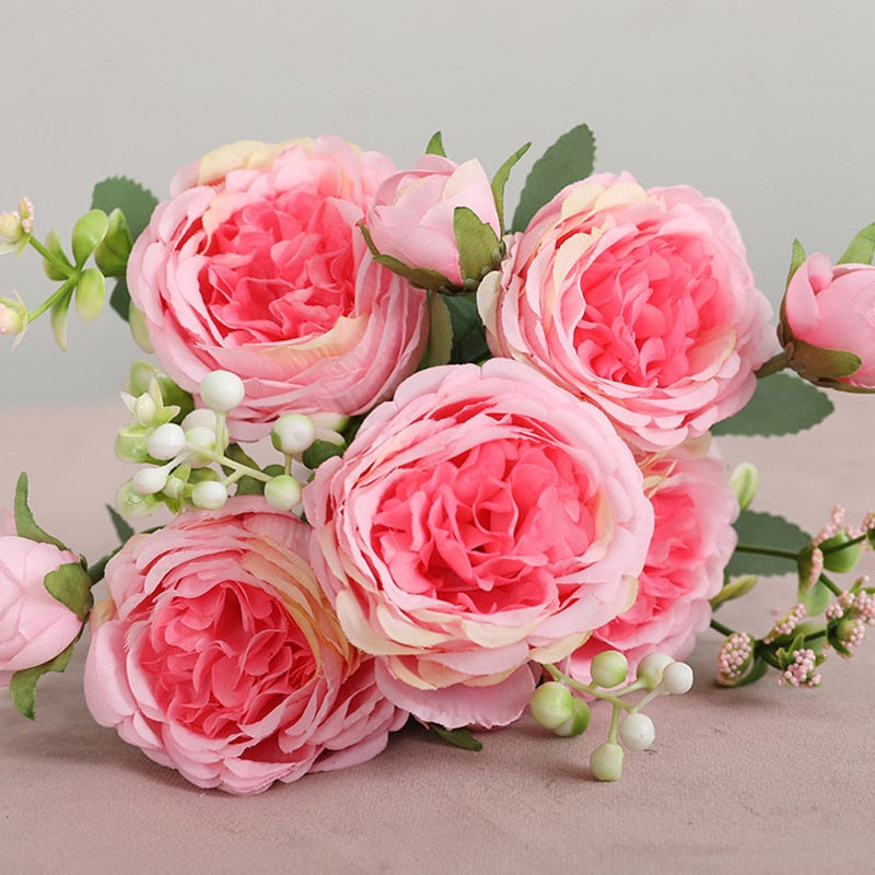 Peony Artificial Flower Pink Silk Bouquet