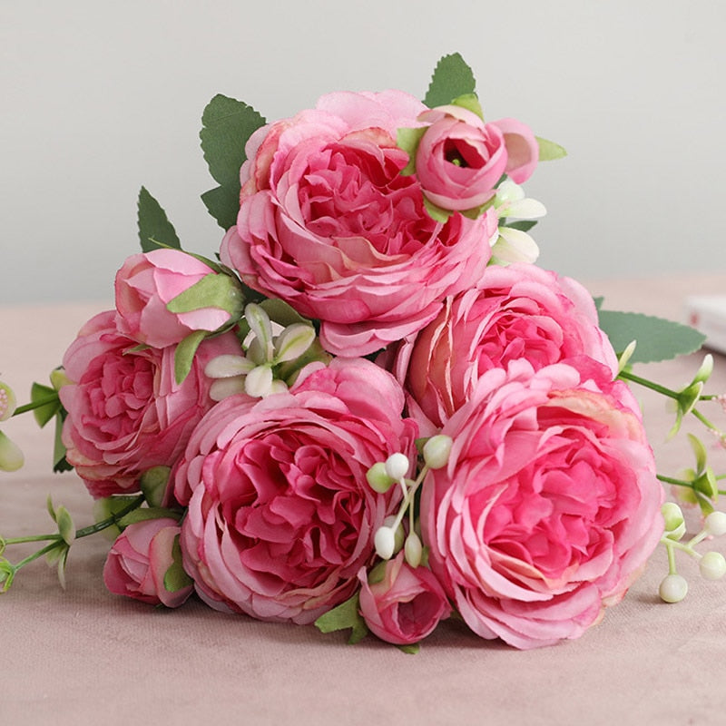 Peony Artificial Flower Pink Silk Bouquet