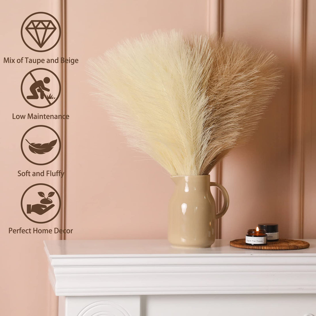 Fluffy Faux Pampas Grass Decor